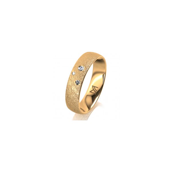 Ring 14 Karat Gelbgold 5.0 mm kreismatt 3 Brillanten G vs Gesamt 0,040ct