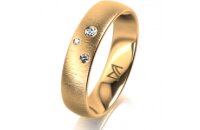 Ring 14 Karat Gelbgold 5.0 mm sandmatt 3 Brillanten G vs...