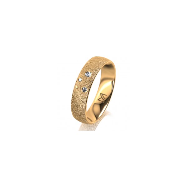 Ring 14 Karat Gelbgold 5.0 mm kristallmatt 3 Brillanten G vs Gesamt 0,040ct