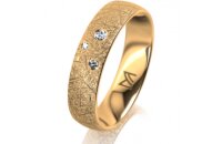 Ring 18 Karat Gelbgold 5.0 mm kristallmatt 3 Brillanten G...