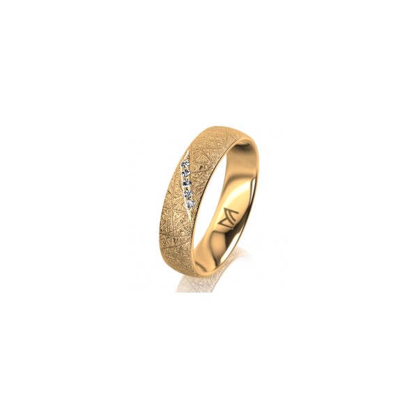 Ring 14 Karat Gelbgold 5.0 mm kristallmatt 5 Brillanten G vs Gesamt 0,035ct