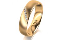 Ring 18 Karat Gelbgold 5.0 mm l&auml;ngsmatt 5 Brillanten...