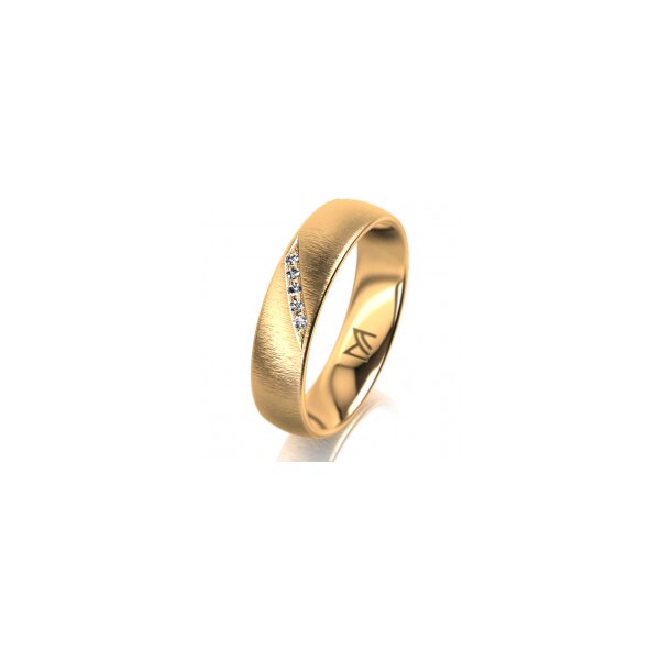 Ring 18 Karat Gelbgold 5.0 mm sandmatt 5 Brillanten G vs Gesamt 0,035ct