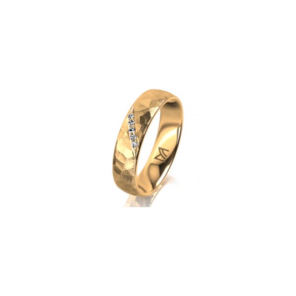 Ring 18 Karat Gelbgold 5.0 mm diamantmatt 5 Brillanten G vs Gesamt 0,035ct