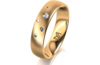 Ring 14 Karat Gelbgold 5.0 mm l&auml;ngsmatt 5 Brillanten...
