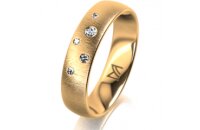 Ring 14 Karat Gelbgold 5.0 mm sandmatt 5 Brillanten G vs...