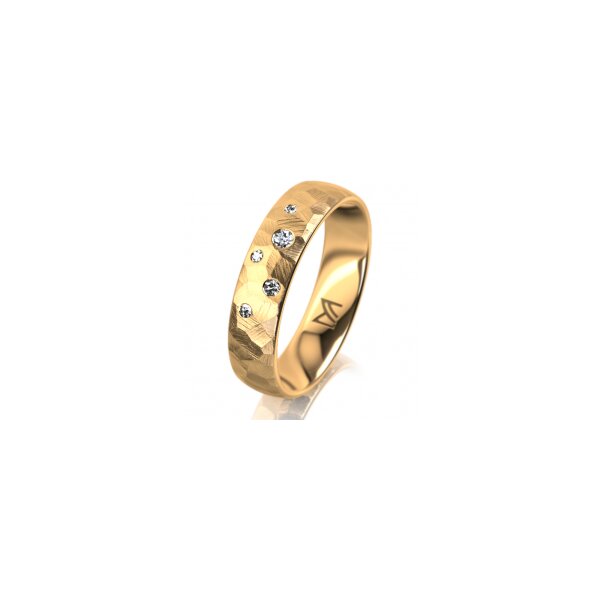 Ring 14 Karat Gelbgold 5.0 mm diamantmatt 5 Brillanten G vs Gesamt 0,055ct