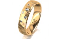 Ring 14 Karat Gelbgold 5.0 mm diamantmatt 5 Brillanten G...