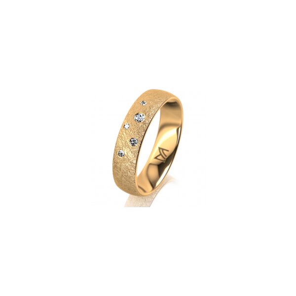 Ring 18 Karat Gelbgold 5.0 mm kreismatt 5 Brillanten G vs Gesamt 0,055ct