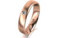 Ring 18 Karat Rotgold 4.5 mm l&auml;ngsmatt 1 Brillant G...