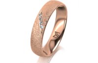 Ring 18 Karat Rotgold 4.5 mm kreismatt 4 Brillanten G vs...