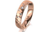 Ring 14 Karat Rotgold 4.5 mm diamantmatt 5 Brillanten G...