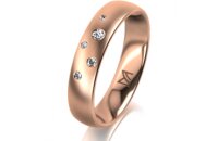 Ring 18 Karat Rotgold 4.5 mm l&auml;ngsmatt 5 Brillanten...
