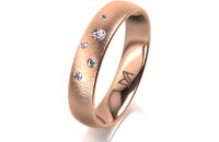 Ring 18 Karat Rotgold 4.5 mm sandmatt 5 Brillanten G vs...