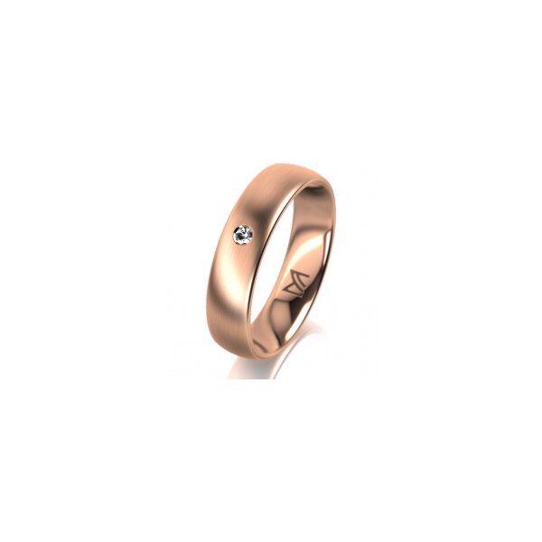 Ring 14 Karat Rotgold 5.0 mm längsmatt 1 Brillant G vs 0,025ct