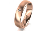 Ring 14 Karat Rotgold 5.0 mm l&auml;ngsmatt 1 Brillant G...