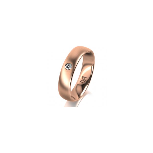 Ring 14 Karat Rotgold 5.0 mm längsmatt 1 Brillant G vs 0,050ct