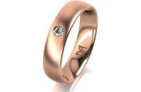 Ring 14 Karat Rotgold 5.0 mm l&auml;ngsmatt 1 Brillant G...