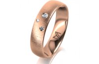 Ring 18 Karat Rotgold 5.0 mm sandmatt 3 Brillanten G vs...