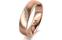 Ring 14 Karat Rotgold 5.0 mm l&auml;ngsmatt 5 Brillanten...