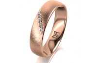 Ring 14 Karat Rotgold 5.0 mm sandmatt 5 Brillanten G vs...