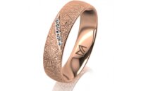 Ring 18 Karat Rotgold 5.0 mm kristallmatt 5 Brillanten G...