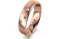 Ring 14 Karat Rotgold 5.0 mm l&auml;ngsmatt 5 Brillanten...