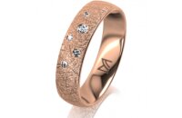 Ring 18 Karat Rotgold 5.0 mm kristallmatt 5 Brillanten G...