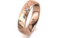 Ring 18 Karat Rotgold 5.0 mm diamantmatt 5 Brillanten G...