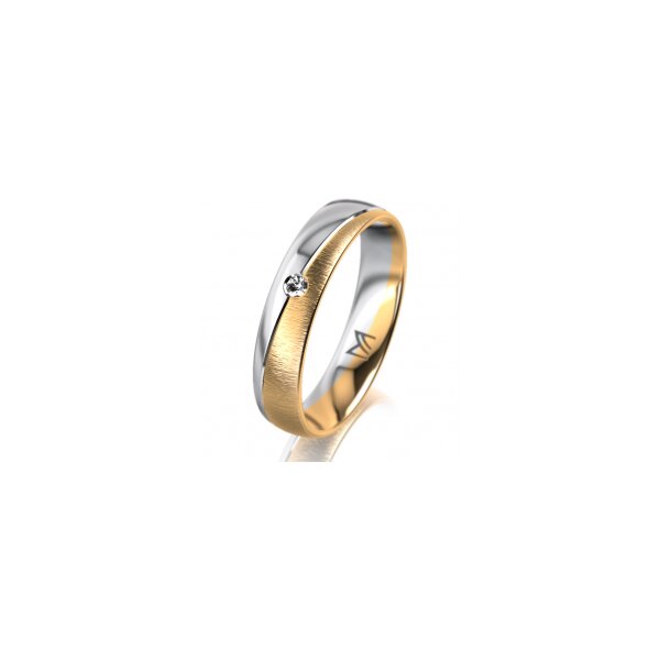 Ring 18 Karat Gelb-/Weissgold 4.5 mm sandmatt 1 Brillant G vs 0,025ct