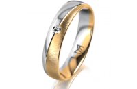 Ring 18 Karat Gelb-/Weissgold 4.5 mm sandmatt 1 Brillant...