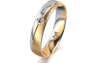 Ring 14 Karat Gelb-/Weissgold 4.5 mm sandmatt 1 Brillant...