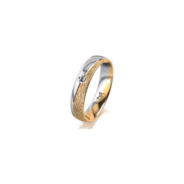 Ring 18 Karat Gelb-/Weissgold 4.5 mm kristallmatt 1 Brillant G vs 0,050ct