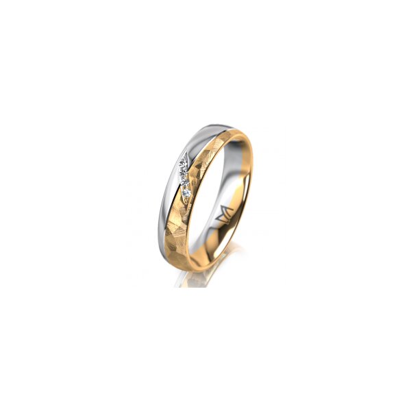 Ring 18 Karat Gelb-/Weissgold 4.5 mm diamantmatt 4 Brillanten G vs 0,025ct