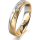 Ring 14 Karat Gelb-/Weissgold 4.5 mm sandmatt 5 Brillanten G vs Gesamt 0,045ct