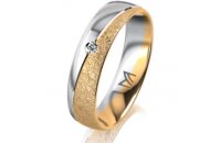 Ring 18 Karat Gelb-/Weissgold 5.0 mm kreismatt 1 Brillant...