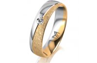 Ring 14 Karat Gelb-/Weissgold 5.0 mm kreismatt 1 Brillant...