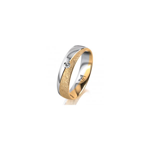 Ring 18 Karat Gelb-/Weissgold 5.0 mm kreismatt 1 Brillant G vs 0,050ct