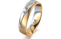 Ring 18 Karat Gelb-/Weissgold 5.0 mm sandmatt 1 Brillant...