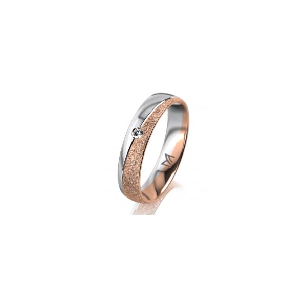Ring 14 Karat Rot-/Weissgold 4.5 mm kristallmatt 1 Brillant G vs 0,025ct