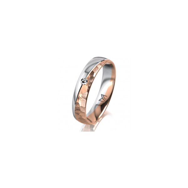 Ring 14 Karat Rot-/Weissgold 4.5 mm diamantmatt 1 Brillant G vs 0,025ct
