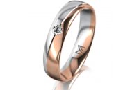 Ring 14 Karat Rot-/Weissgold 4.5 mm poliert 1 Brillant G...