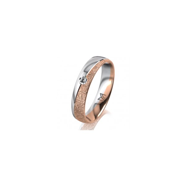 Ring 18 Karat Rot-/Weissgold 4.5 mm kristallmatt 1 Brillant G vs 0,050ct