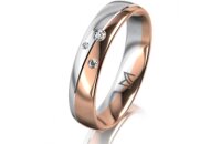 Ring 14 Karat Rot-/Weissgold 4.5 mm poliert 3 Brillanten...
