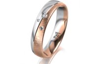Ring 18 Karat Rot-/Weissgold 4.5 mm sandmatt 3 Brillanten...