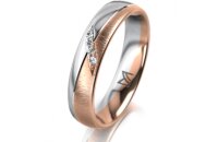 Ring 14 Karat Rot-/Weissgold 4.5 mm sandmatt 4 Brillanten...