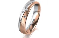 Ring 18 Karat Rot-/Weissgold 4.5 mm sandmatt 5 Brillanten...