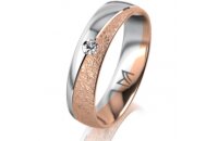 Ring 14 Karat Rot-/Weissgold 5.0 mm kreismatt 1 Brillant...