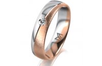 Ring 14 Karat Rot-/Weissgold 5.0 mm sandmatt 1 Brillant G...