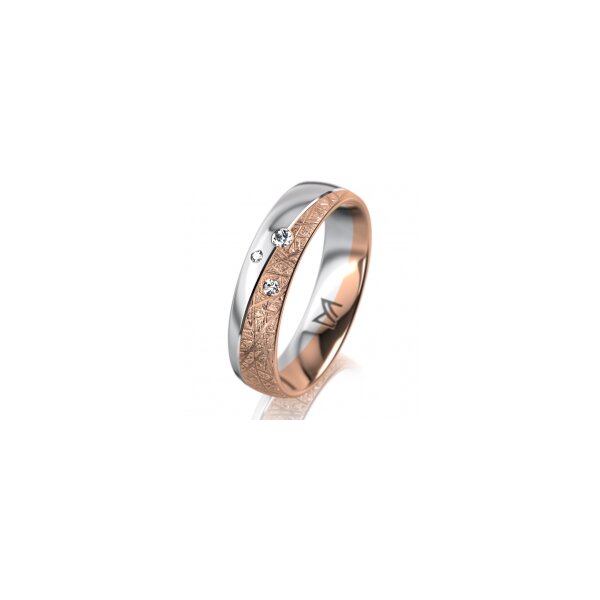 Ring 14 Karat Rot-/Weissgold 5.0 mm kristallmatt 3 Brillanten G vs Gesamt 0,040ct